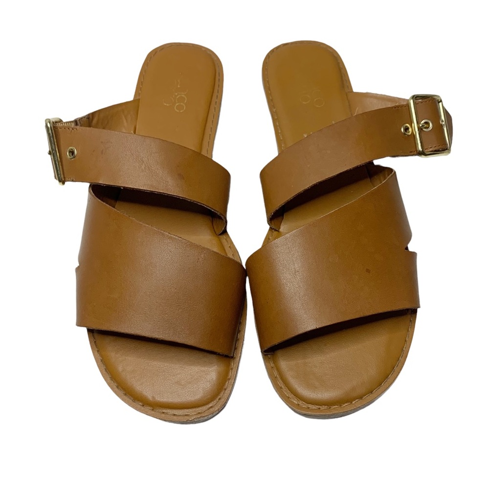 Franco Sarto Brown Leather Gevira 2 Slip On Sandals Size 10M